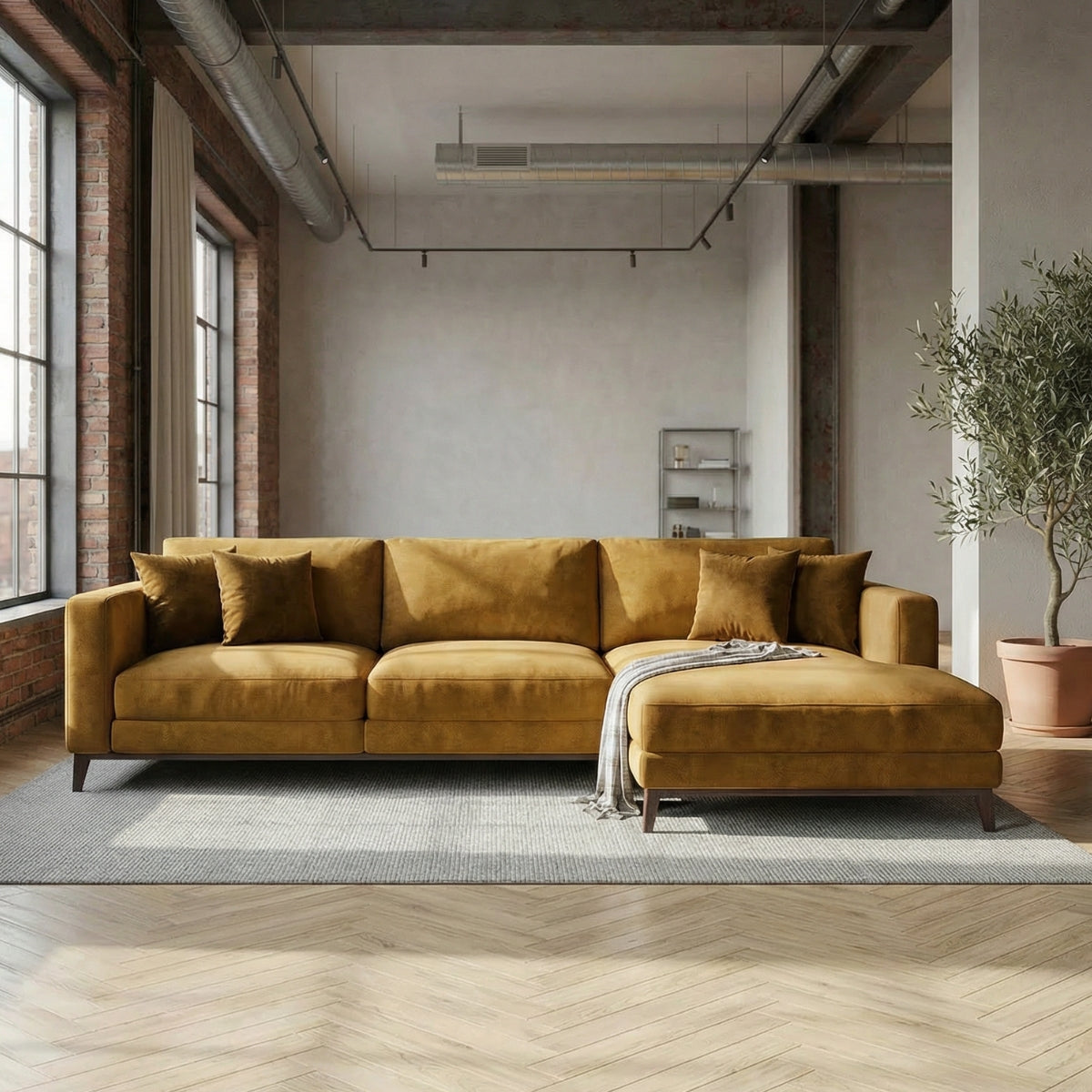 Ravenna L-Shaped Three Seater Corner Sofa in Tuscan Sand