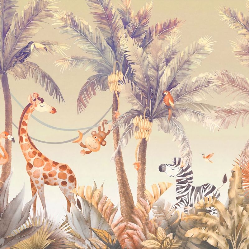 In the Jungle the Mighty Jungle Children’s Wallpaper