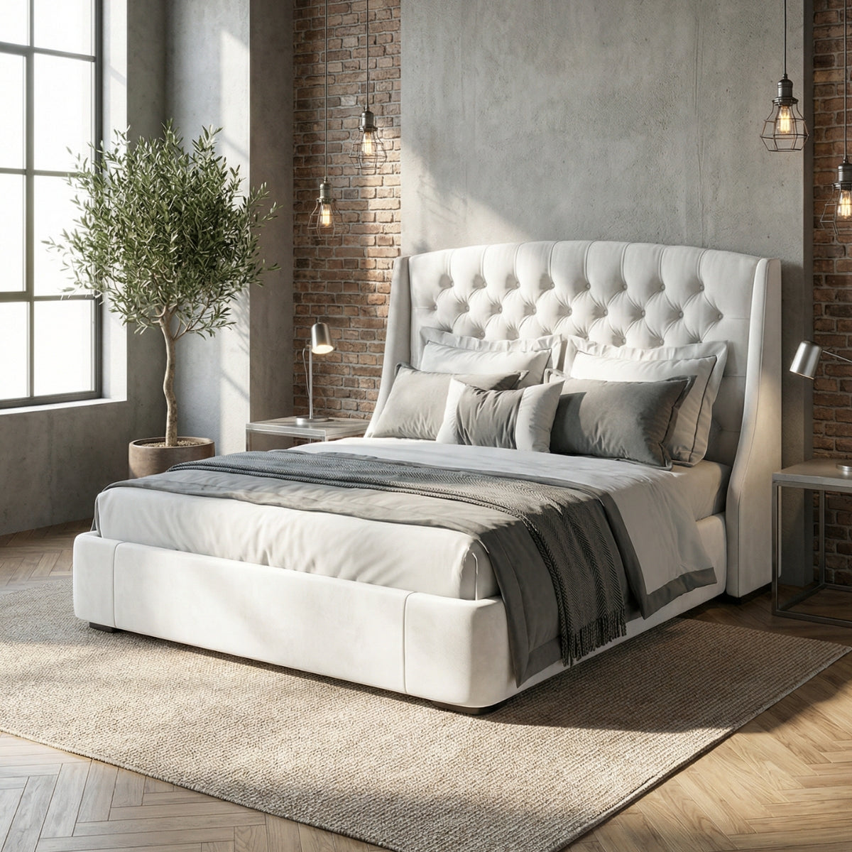Bellagio Tufted Bed in Lombardy Snow