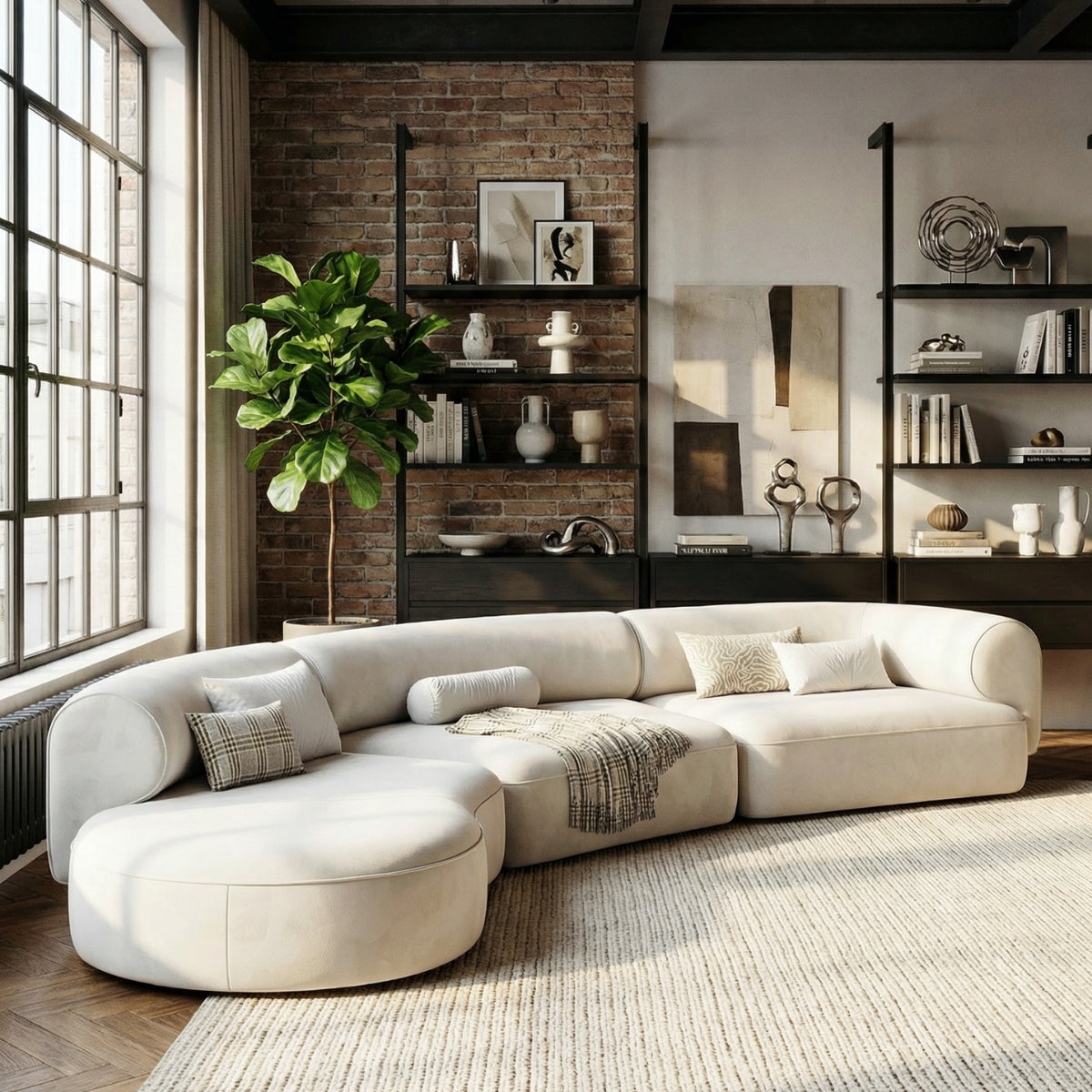 The Marlowe Curved Modular Sofa in Sterling Mist