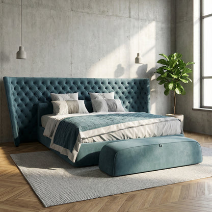 Vittoria Tufted Bed in Azure