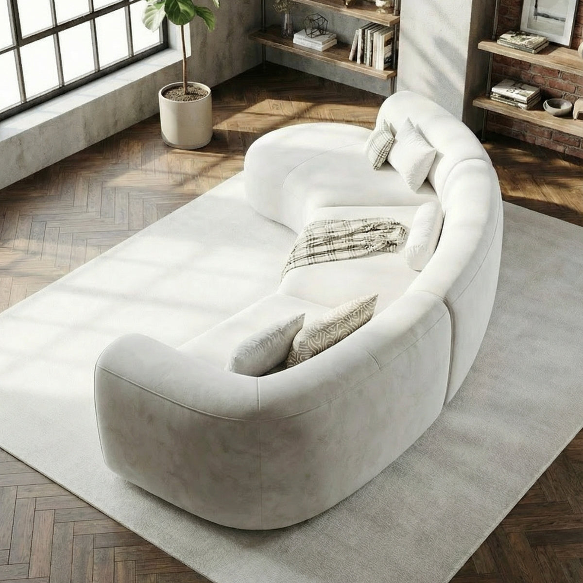 The Marlowe Curved Modular Sofa in Sterling Mist
