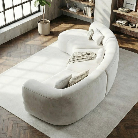 The Marlowe Curved Modular Sofa in Sterling Mist