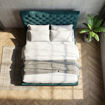 Sovereign Tufted Bed in Peacock Velvet