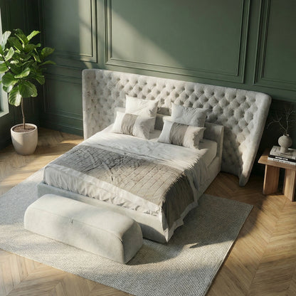 Vittoria Tufted Bed in Alabaster