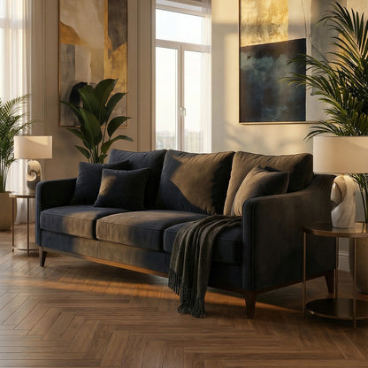 Conway Velvet Three-Seater Sofa