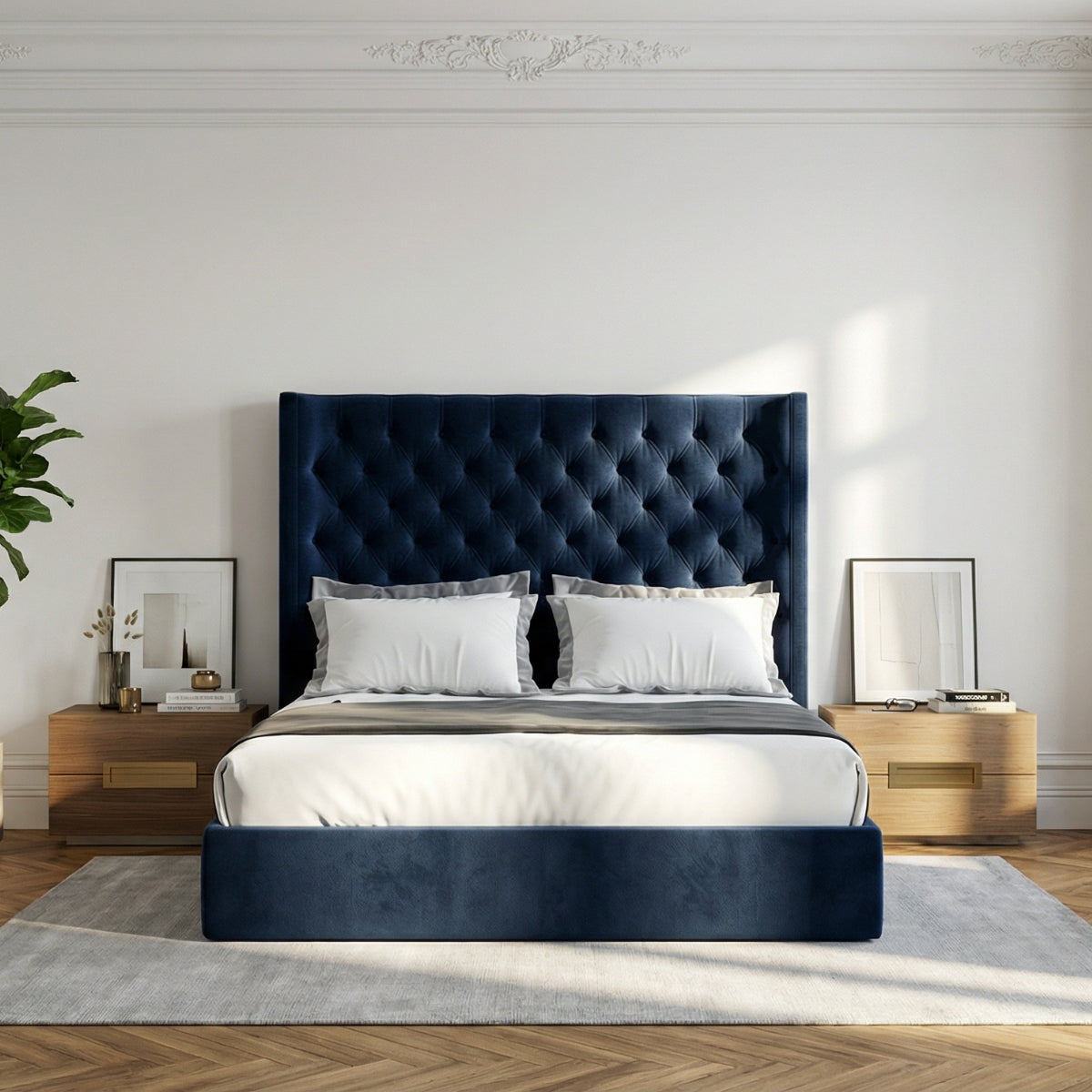 The Ashford Manor Legacy Tufted Bed in Midnight Navy