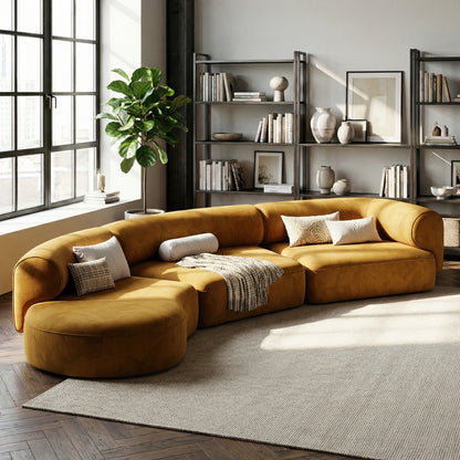 The Marlowe Curved Modular Sofa in Harvest Amber