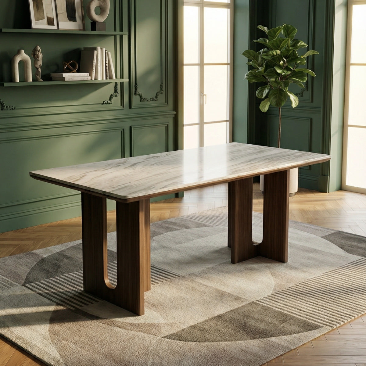 Alabaster Echo Marble Top Dining Table