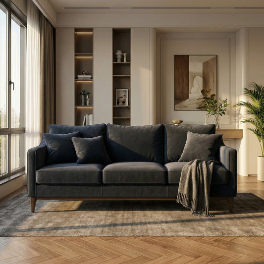 Conway Velvet Three-Seater Sofa