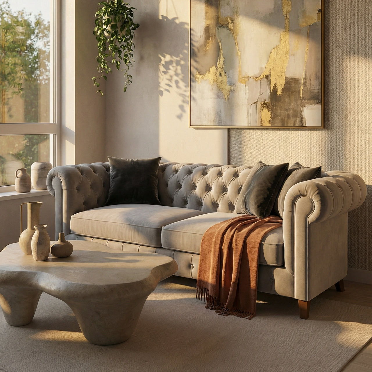 Classic Velvet Chesterfield Sofa