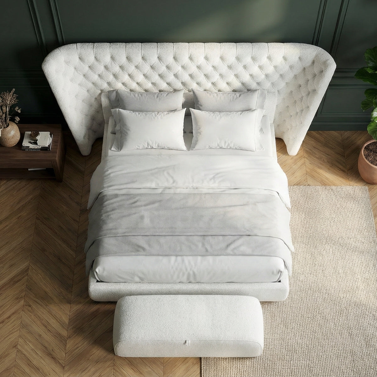 Vittoria Tufted Bed in Alabaster