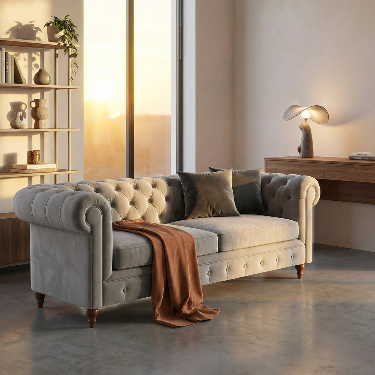 Classic Velvet Chesterfield Sofa