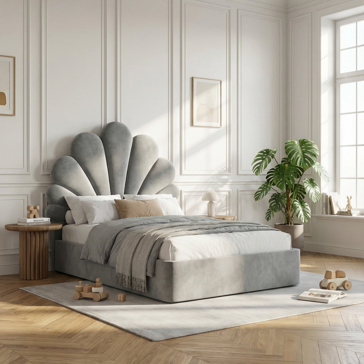 The Menton Children's Upholstered Bed in Mistrale Grey