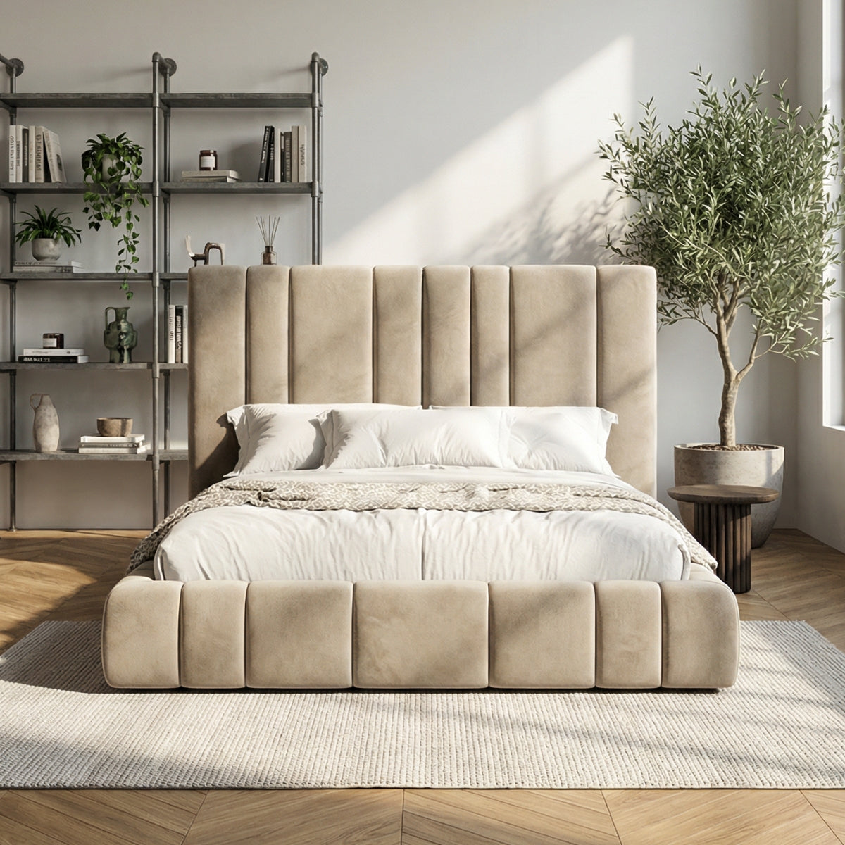 Palatino Modern Bed in Tuscan Sand