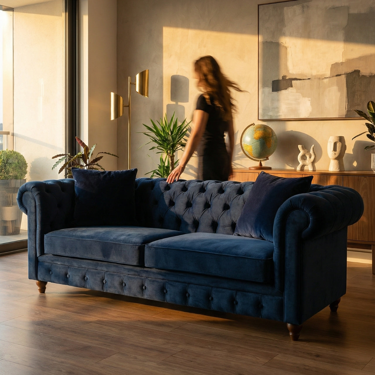 Classic Velvet Chesterfield Sofa