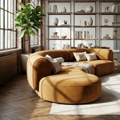 The Marlowe Curved Modular Sofa in Harvest Amber