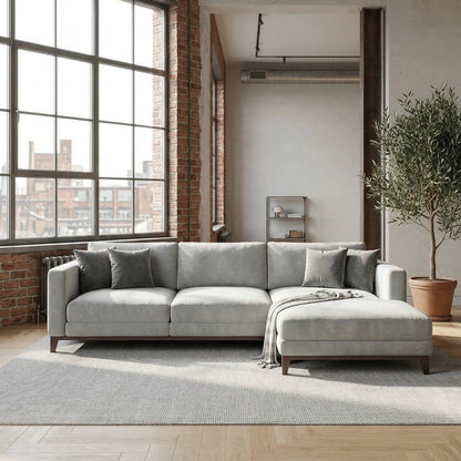 Ravenna L-Shaped Three Seater Corner Sofa in Lakefront Mist