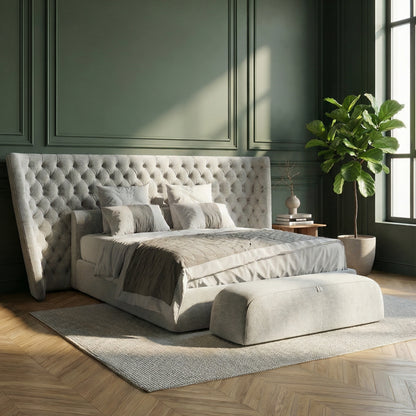 Vittoria Tufted Bed in Alabaster