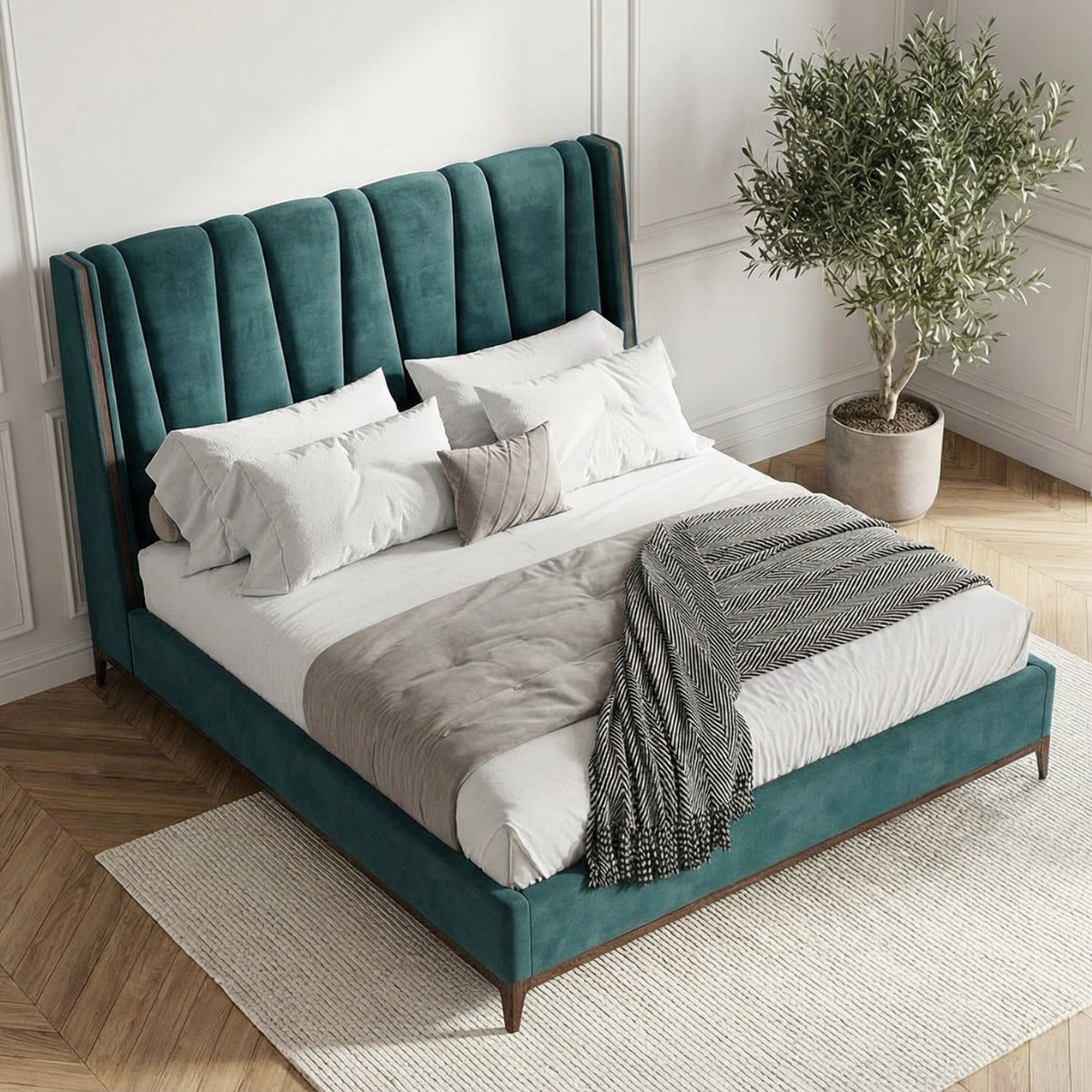 Beaumont Bed in Everglade Velvet