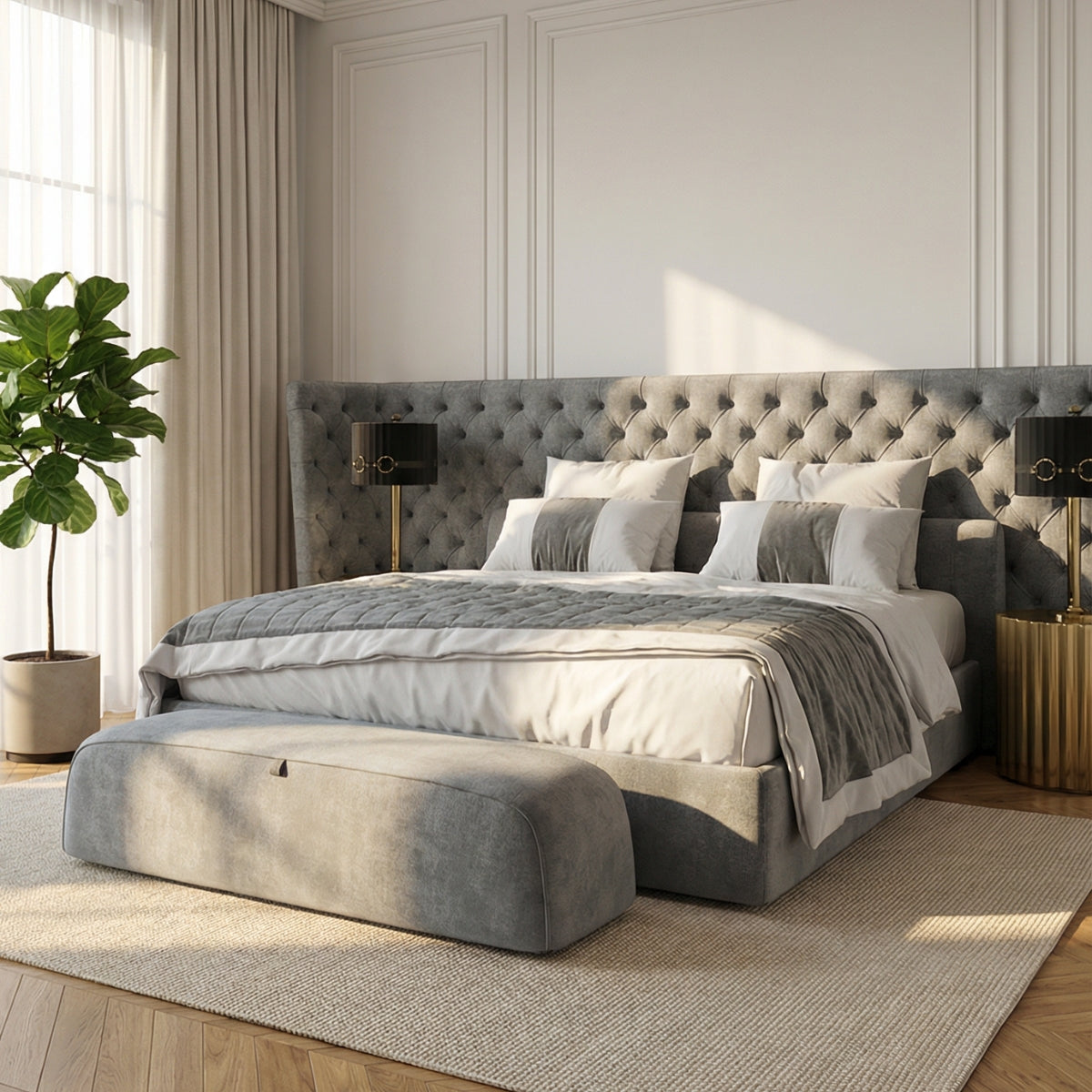 Vittoria Tufted Bed in Lakefront Mist