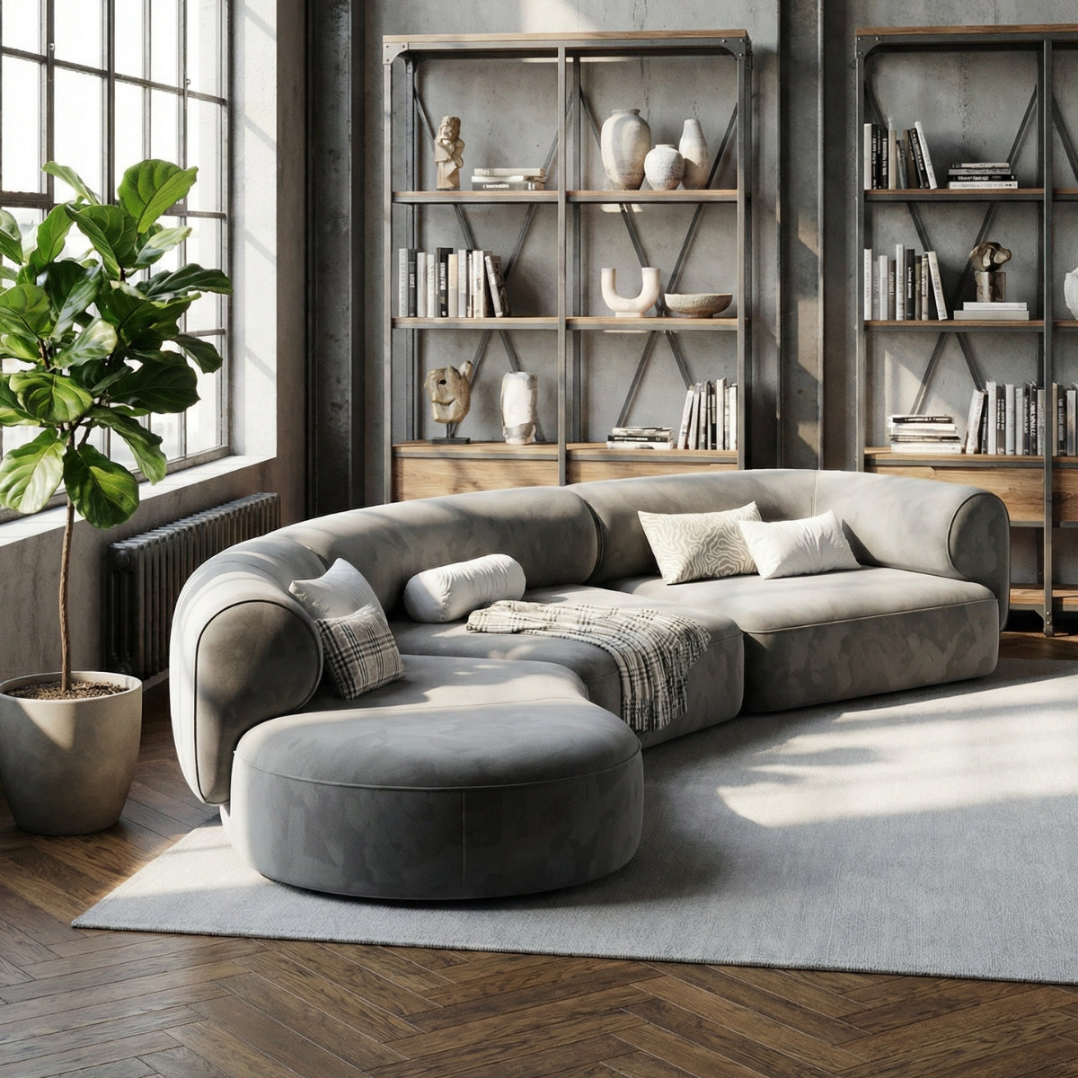 The Marlowe Curved Modular Sofa in Cotswold Stone