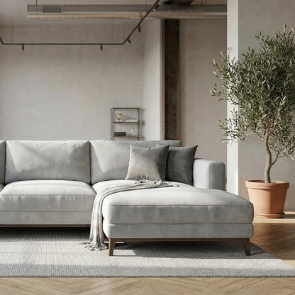 Ravenna L-Shaped Three Seater Corner Sofa in Lakefront Mist